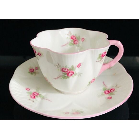 Vintage Shelley Fine Bone China England Rose Spray 13545 Cup & Saucer - Picture 1 of 6